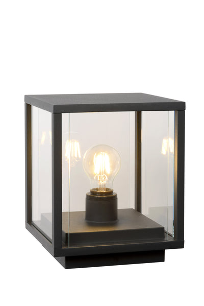 Lucide CLAIRE LED sokkellamp 1xE27 IP54 Antraciet buiten kubusvormig aluminium 220-240V moderne tuinverlichting