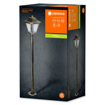 Ledvance ENDURA Classic Tradition buiten vloerlantaarn E27 Zwart/Goud IP44 aluminium 1000mm