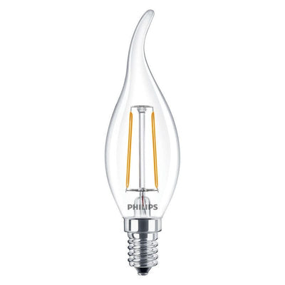 Philips CorePro LED kronljus E14 2W 250 lumen 2700K klar ej dimbar BA35 varmvit ersätter 25W