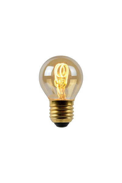 Lucide G45 LED filamentlampa, E27 dimbar, 3W 2200K bärnsten Ø4.5cm