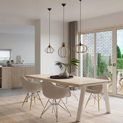 Sollux Lighting LED hänglampa trä POMPELMO, E27 sockel, IP20, 220-240V, Matt Guldmässing finish