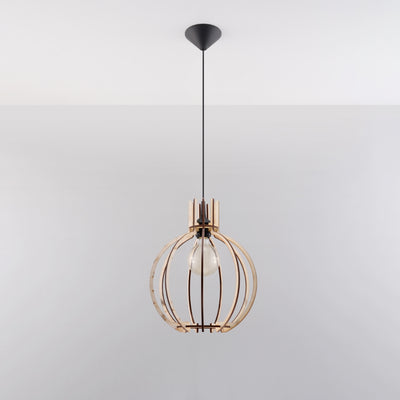 Sollux Lighting LED pendellampa ARANCIA trä, E27-sockel, IP20, Matt Guld Mässing yta, 220-240V