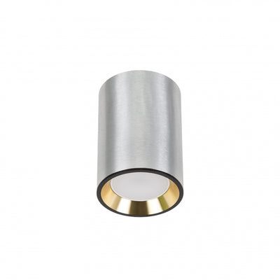 Spectrum CHLOE MINI GU10 opbouw plafondlamp, Zilveren behuizing met Gouden ring en Zwarte rand, IP20