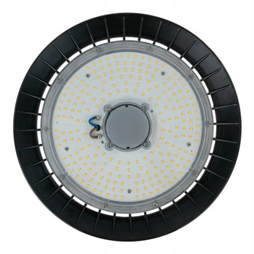 Tsong LED High Bay UFO 100W 15000 lumen 1-10V dimbar 3000K Philips chip IP20 CRI 80 CE RoHS Svart