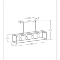 Suspension Lucide RUBEN, 4xE27, Noir & Laiton satiné, corps en métal, hauteur 1520mm, IP20 dimmable