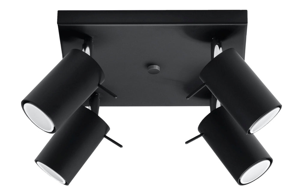 LED Plafondspot zwart RING - 4 x GU10 aansluiting