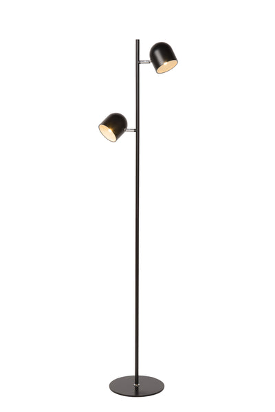 Lampadaire Lucide SKANSKA, LED 2x5W 3000K, à variateur tactile, tête rotative, métal noir moderne, hauteur 1410mm