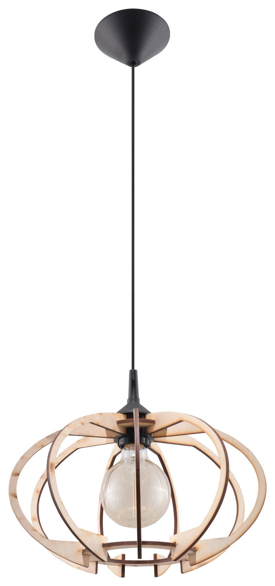LED Hanglamp hout MANDELINO - 1 x E27 aansluiting 