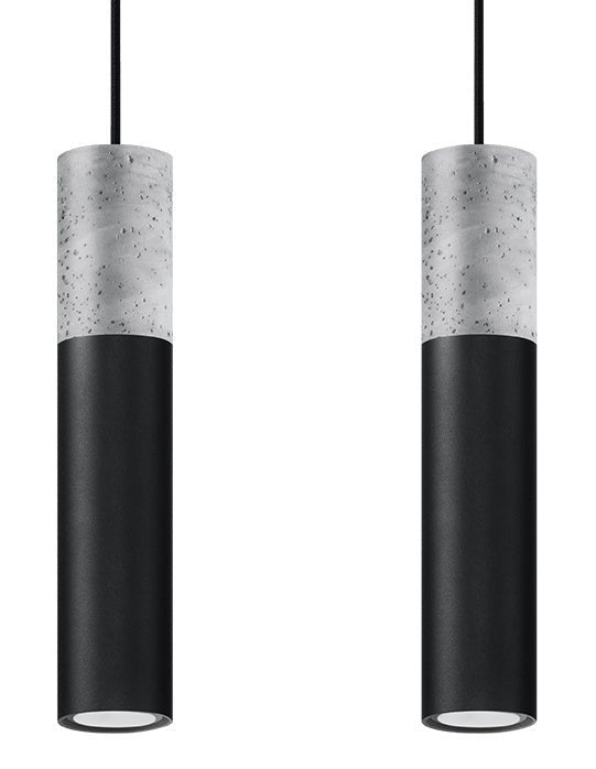 LED Hanglamp zwart beton BORGIO - 2 x GU10 aansluiting