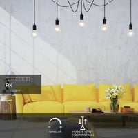 Lucide FIX modern hänglampa, 5xE27 socklar, svart metall, rund design, justerbar höjd, IP20