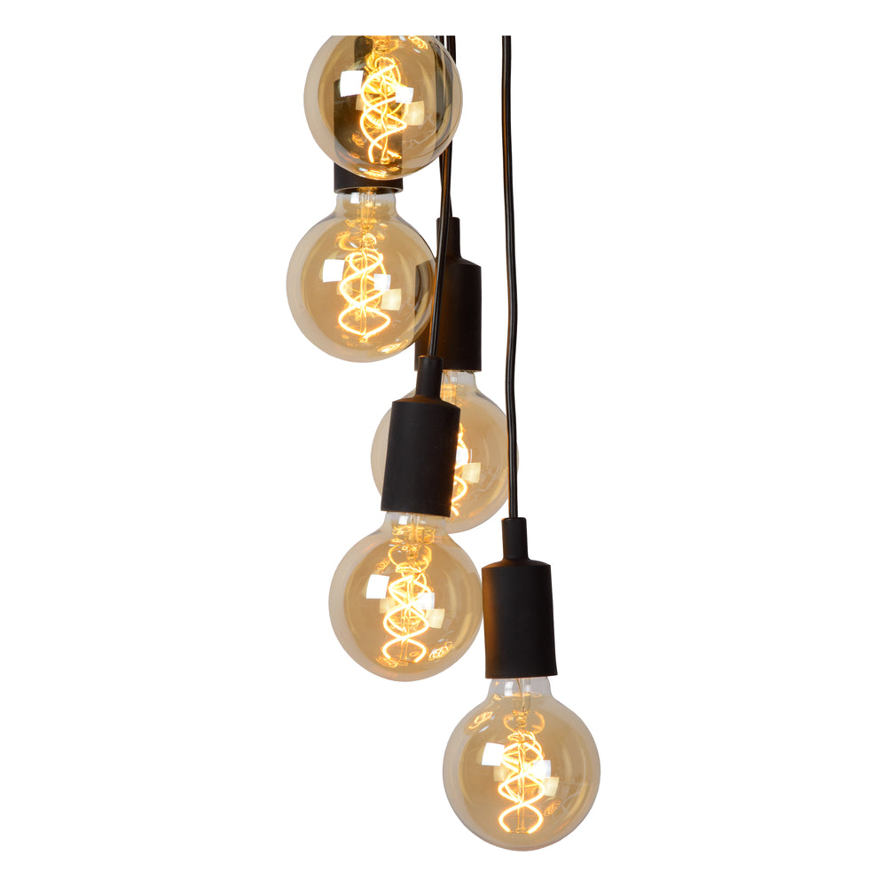 Lucide FIX moderne hanglamp, 7xE27 fittingen, Zwart rond metalen design, verstelbare hoogte, IP20, 220-240V