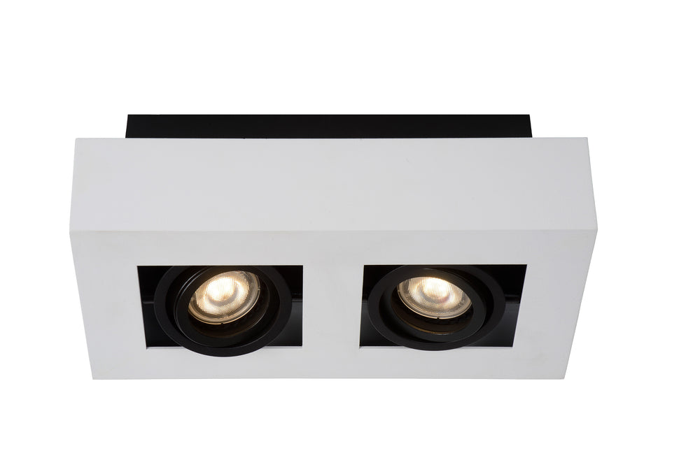 Lucide XIRAX LED loftspot, 2x5W GU10, dim to warm 2200K-3000K, IP20, Hvid aluminium