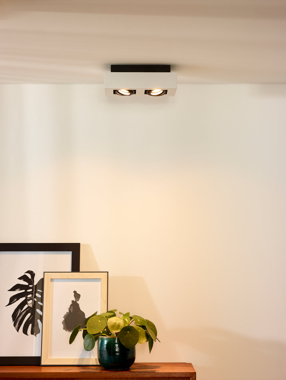 Lucide XIRAX LED loftspot, 2x5W GU10, dim to warm 2200K-3000K, IP20, Hvid aluminium