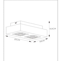 Lucide XIRAX LED ceiling spotlight, 2x5W GU10, dim to warm 2200K-3000K, IP20, White aluminium