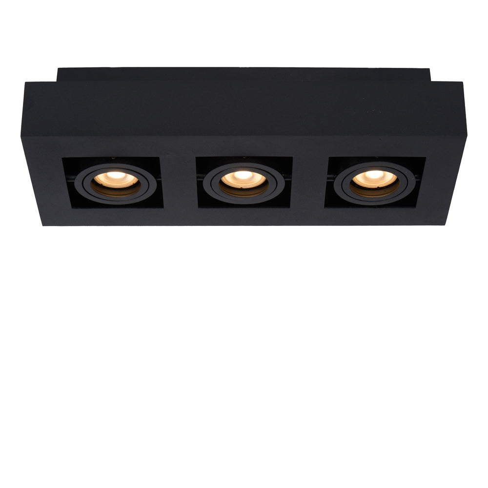Spot LED de plafond Lucide XIRAX, 3x5W GU10, dim to warm 2200K-3000K, IP20, aluminium Noir Sablé