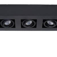 Lucide XIRAX LED loftspot, 3x5W GU10, dim to warm 2200K-3000K, IP20, Sand Black aluminium