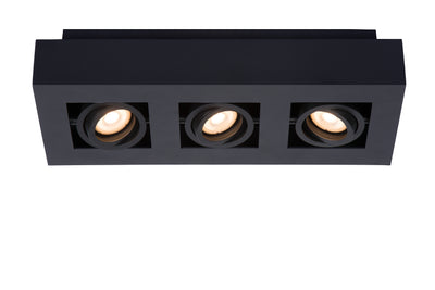 Faretto da soffitto LED Lucide XIRAX, 3x5W GU10, dim to warm 2200K-3000K, IP20, alluminio Nero Sabbia