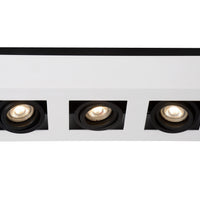 Lucide XIRAX LED plafondspot, 3x5W GU10, dim to warm 2200K-3000K, IP20, Wit aluminium