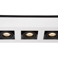 Lucide XIRAX LED plafondspot, 3x5W GU10, dim to warm 2200K-3000K, IP20, Wit aluminium