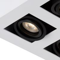 Lucide XIRAX foco de techo LED, 4x5W GU10, regulable de cálido 2200K-3000K, IP20, cuadrado de aluminio Blanco