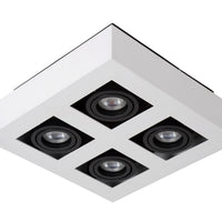 Lucide XIRAX foco de techo LED, 4x5W GU10, regulable de cálido 2200K-3000K, IP20, cuadrado de aluminio Blanco