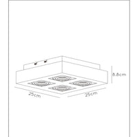 Lucide XIRAX foco de techo LED, 4x5W GU10, regulable de cálido 2200K-3000K, IP20, cuadrado de aluminio Blanco