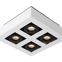Lucide XIRAX foco de techo LED, 4x5W GU10, regulable de cálido 2200K-3000K, IP20, cuadrado de aluminio Blanco