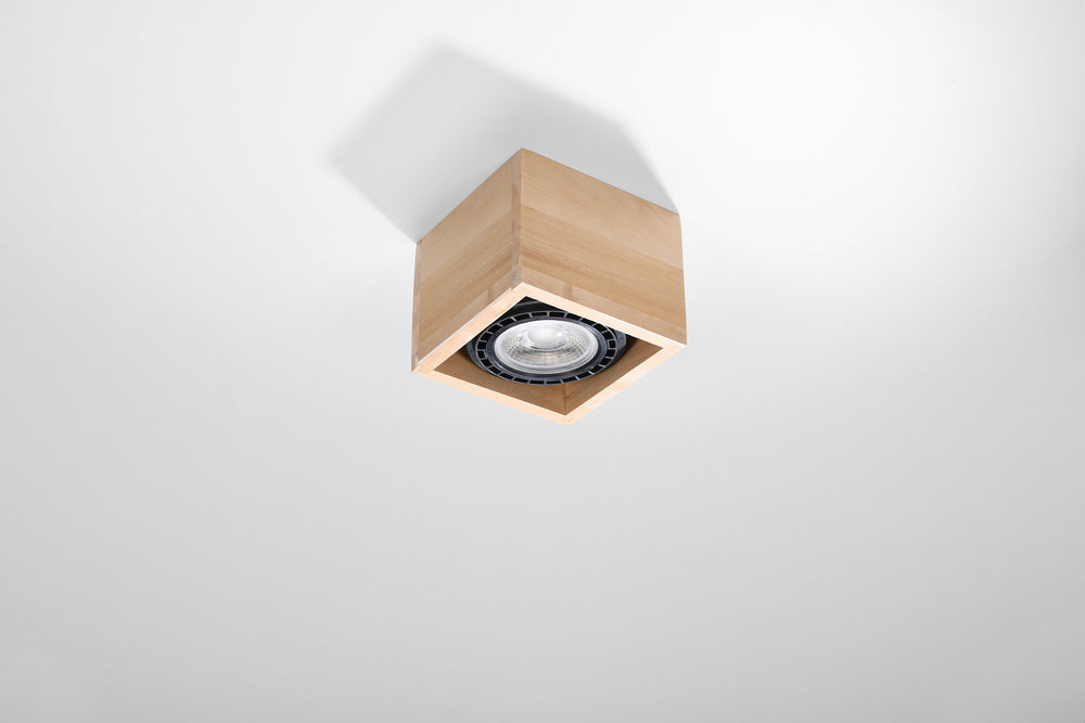 Plafondspot QUATRO 1 natuurlijk hout