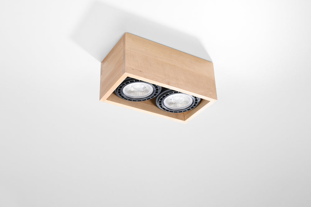 Plafondspot QUATRO 2 natuurlijk hout
