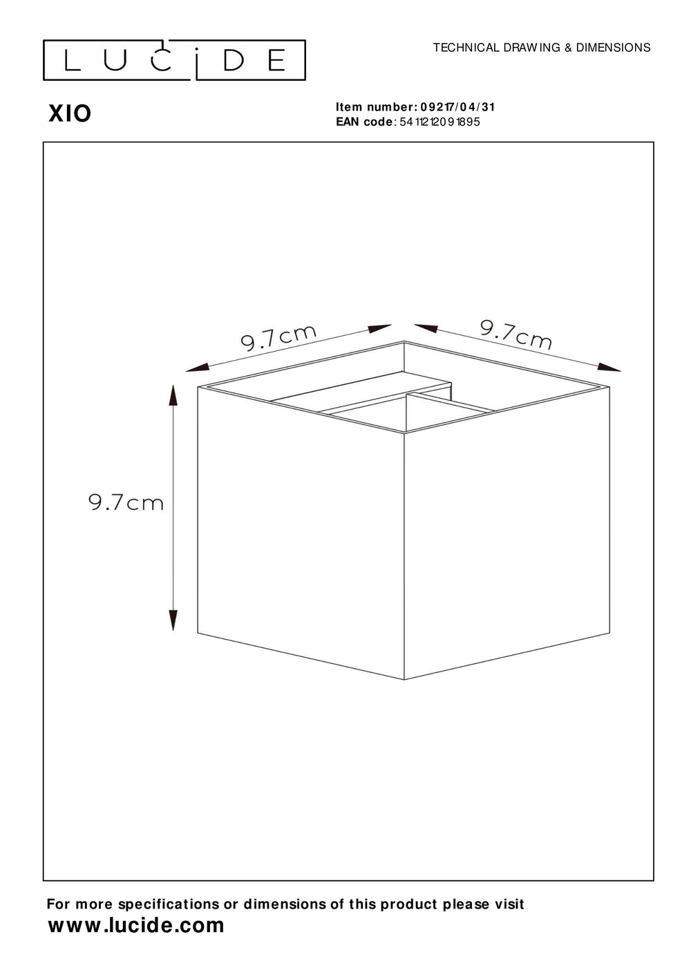 Applique murale LED Lucide XIO, dimmable G9 4W 2700K, angle de faisceau réglable, carré aluminium Blanc, IP20