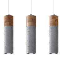 LED Hanglamp beton hout ZANE - 3 x GU10 aansluiting