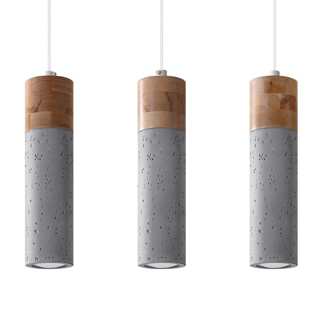 LED Hanglamp beton hout ZANE - 3 x GU10 aansluiting