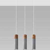 LED Hanglamp beton hout ZANE - 3 x GU10 aansluiting