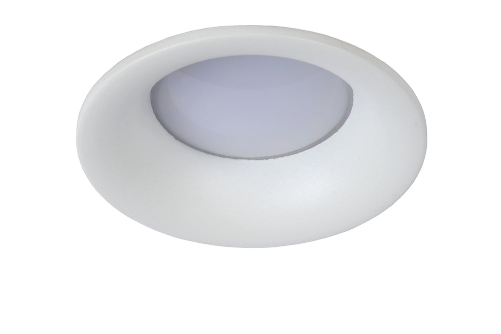 Spot encastré de salle de bain Lucide ZIVA LED, douille GU10, IP44, aluminium rond, Blanc Sable, Ø84mm