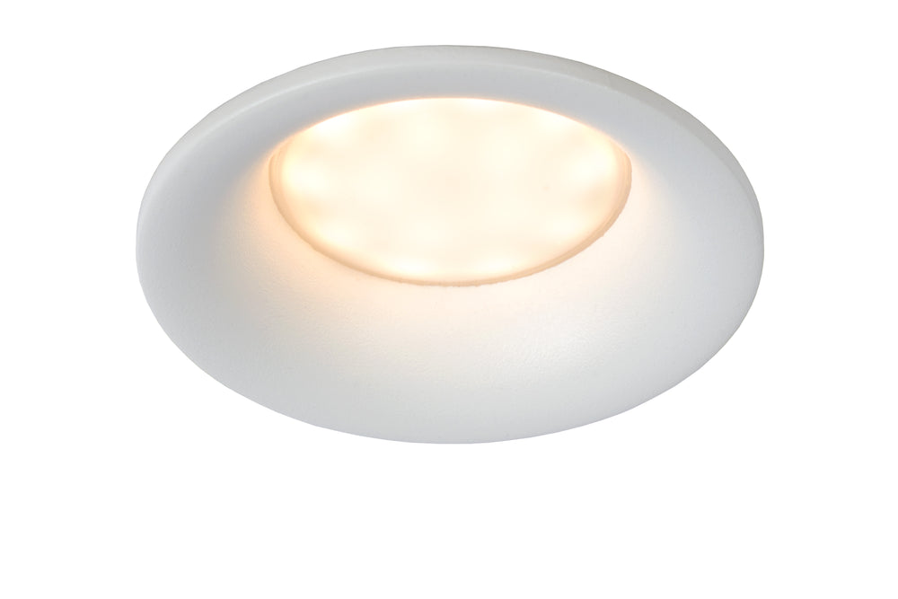 Spot encastré de salle de bain Lucide ZIVA LED, douille GU10, IP44, aluminium rond, Blanc Sable, Ø84mm