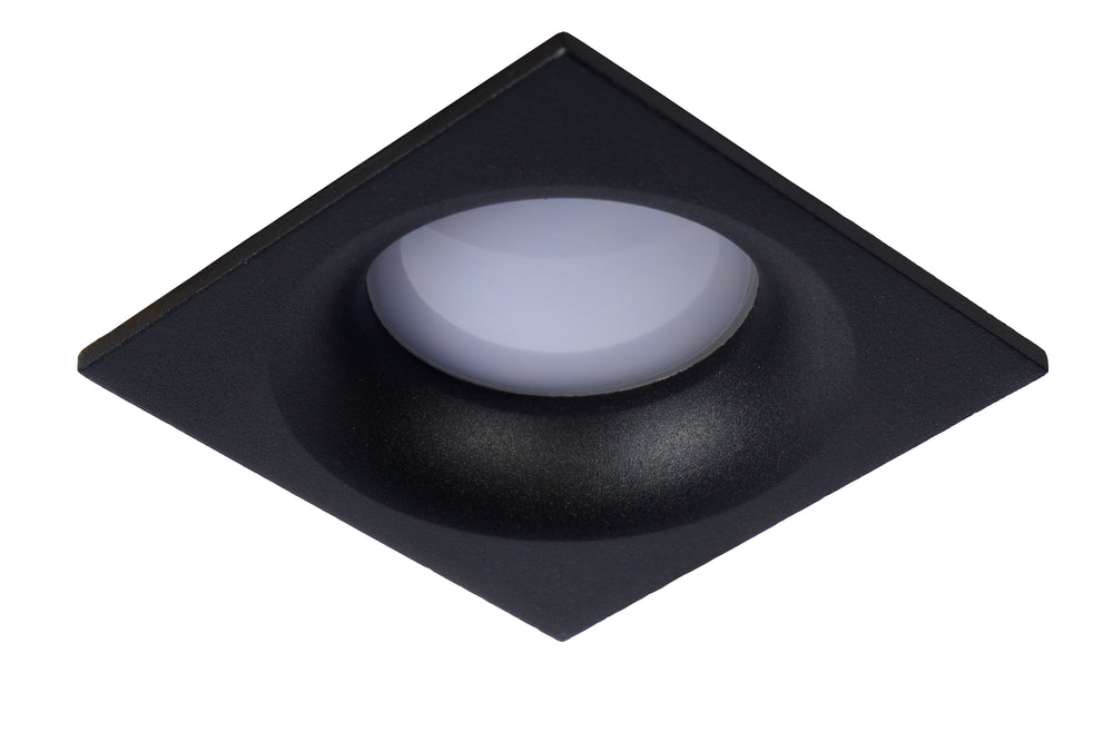 Lucide ZIVA spot LED encastré Noir Sable, 1xGU10, éclairage de salle de bain IP44, aluminium carré 85x85mm