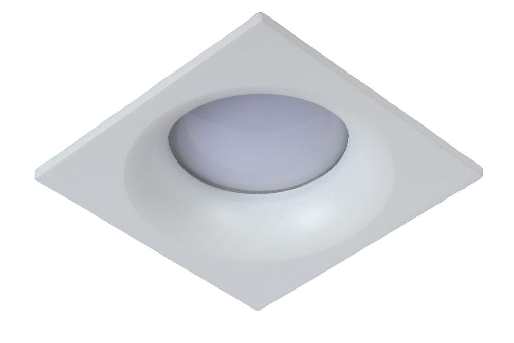 Spot encastré de salle de bain Lucide ZIVA, 1xGU10, IP44, aluminium blanc, carré 85x85mm, design moderne