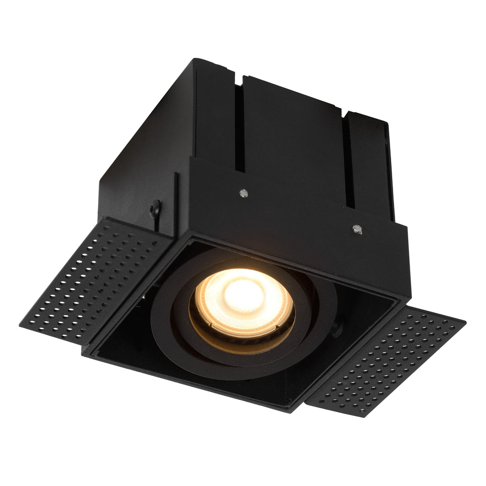 Spot encastré carré TRIMLESS Lucide, 1xGU10, 50W max, dimmable, IP20, aluminium Noir Sable