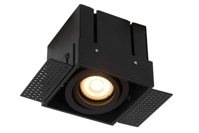 Spot encastré carré TRIMLESS Lucide, 1xGU10, 50W max, dimmable, IP20, aluminium Noir Sable