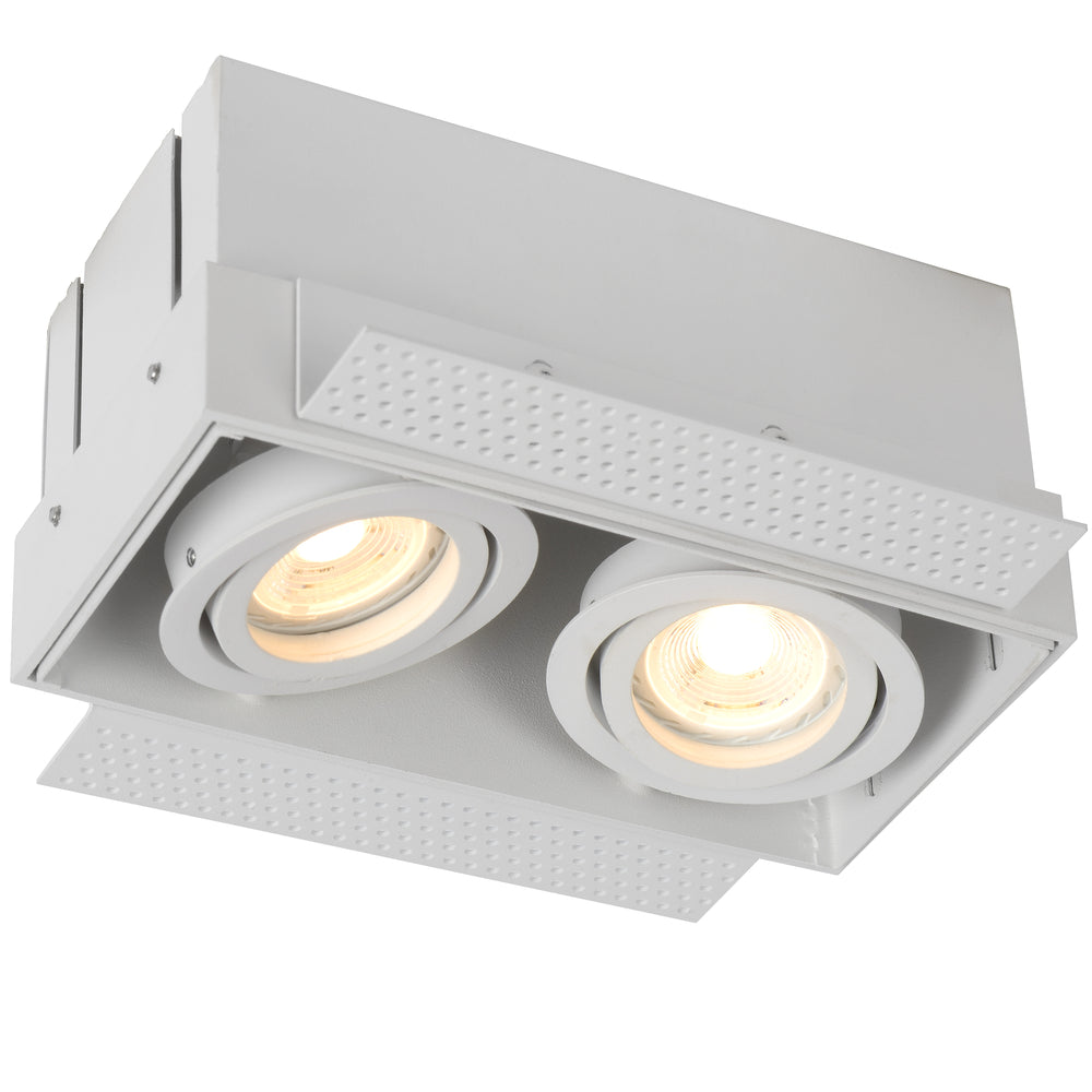 Lucide TRIMLESS infälld spotlight 2xGU10, aluminium, vridbar, dimbar, IP20, Vit, 185x97mm
