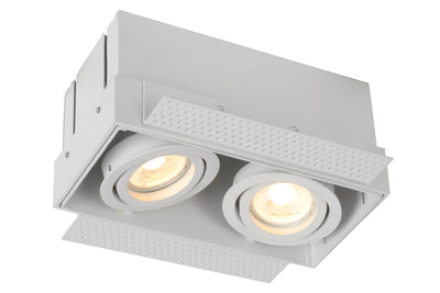 Lucide TRIMLESS spot encastré 2xGU10, aluminium, orientable, dimmable, IP20, Blanc, 185x97mm
