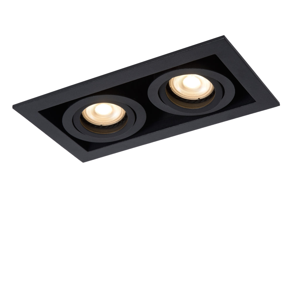 Lucide CHIMNEY spot encastré 2xGU10 Aluminium Noir Sable IP20 220-240V 205x115mm design moderne