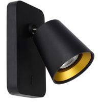 Lucide TURNON LED Wandleuchte Schwarz/Gold 1x5W GU10 2200K-3000K dim to warm Aluminium modernes Design IP20