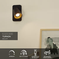 Lucide TURNON LED Wandleuchte Schwarz/Gold 1x5W GU10 2200K-3000K dim to warm Aluminium modernes Design IP20