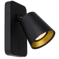 Lucide TURNON LED Wandleuchte Schwarz/Gold 1x5W GU10 2200K-3000K dim to warm Aluminium modernes Design IP20