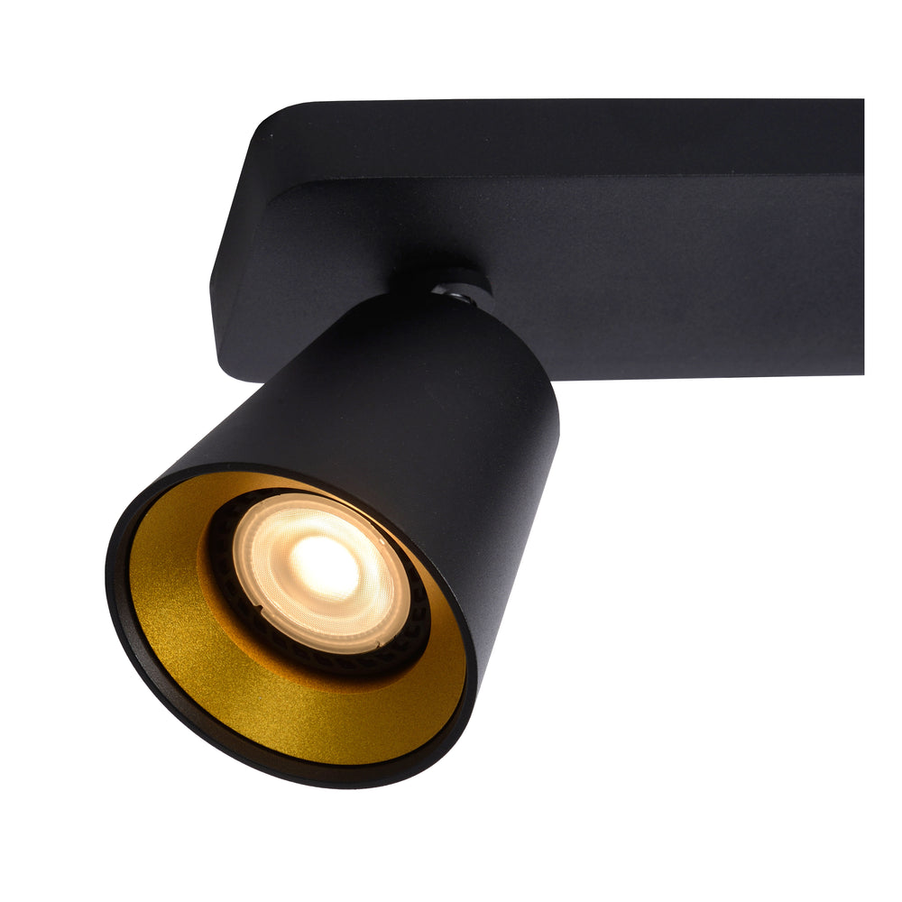 Lucide TURNON LED takspotlight, 2x5W GU10, dim to warm 2200K-3000K, Svart Aluminium, IP20