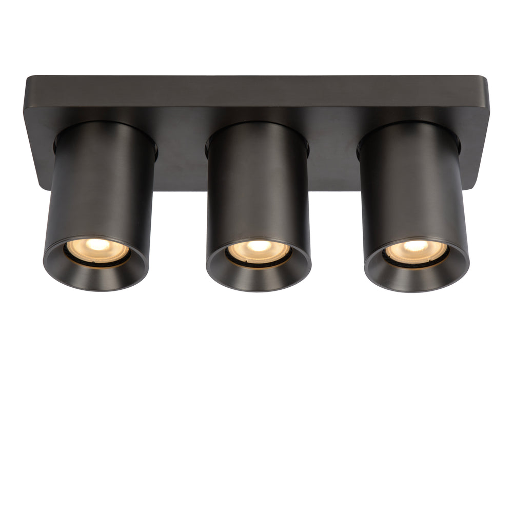 Lucide NIGEL Faretto da soffitto LED 3x5W GU10 dim to warm 2200K-3000K 960 lumen Antracite IP20 orientabile