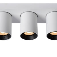 Lucide NIGEL foco LED de techo, 3x5W GU10 regulable de cálido 2200K-3000K, orientable aluminio Blanco, IP20
