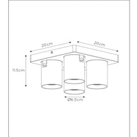 Lucide NIGEL LED takspotlight, 4x5W GU10 dim to warm 2200K-3000K, fyrkantig vit aluminium, IP20