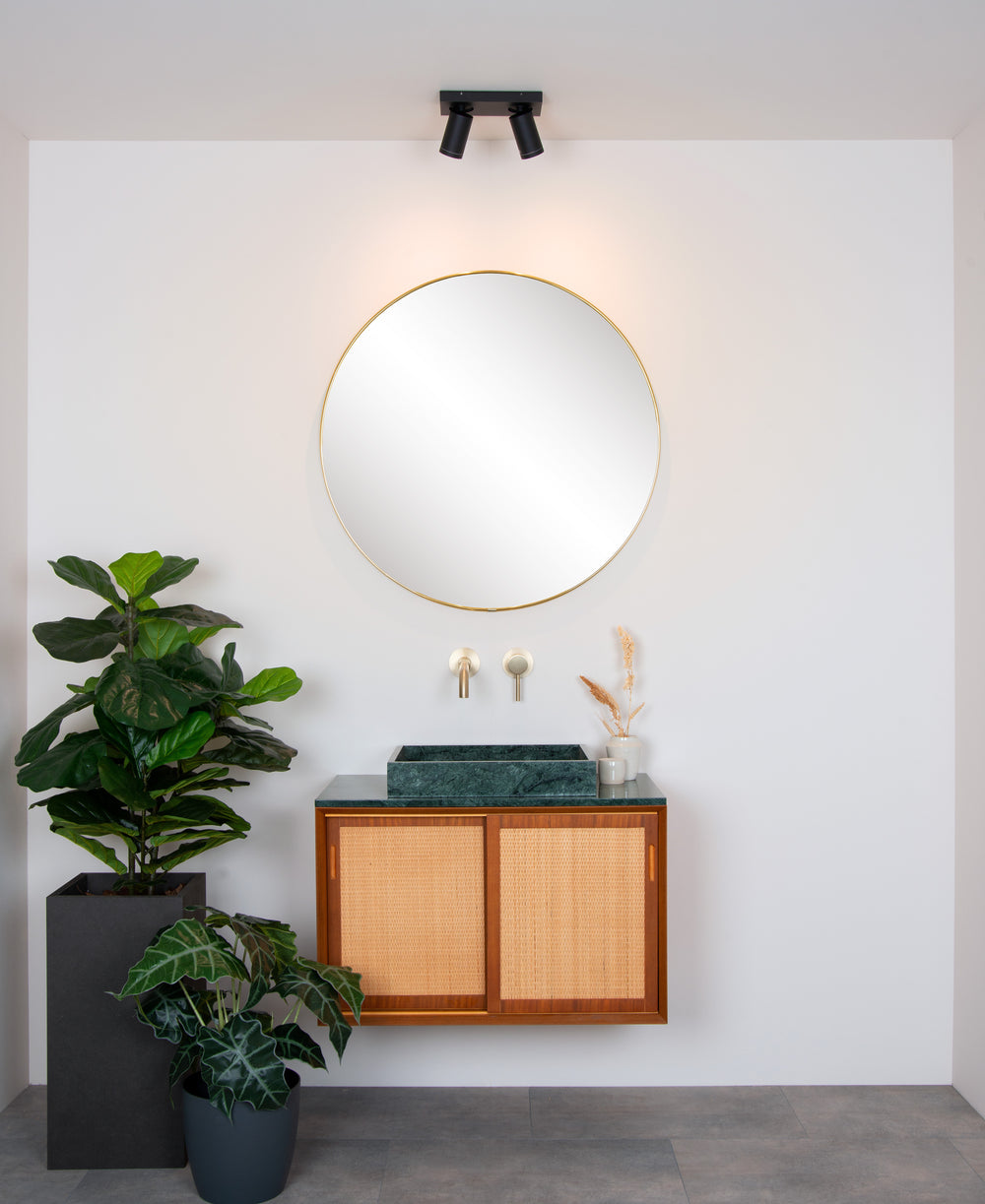 Lucide TAYLOR LED plafondspot, 2x5W GU10 dim to warm 2200K-3000K, IP44 badkamerlamp Zwart